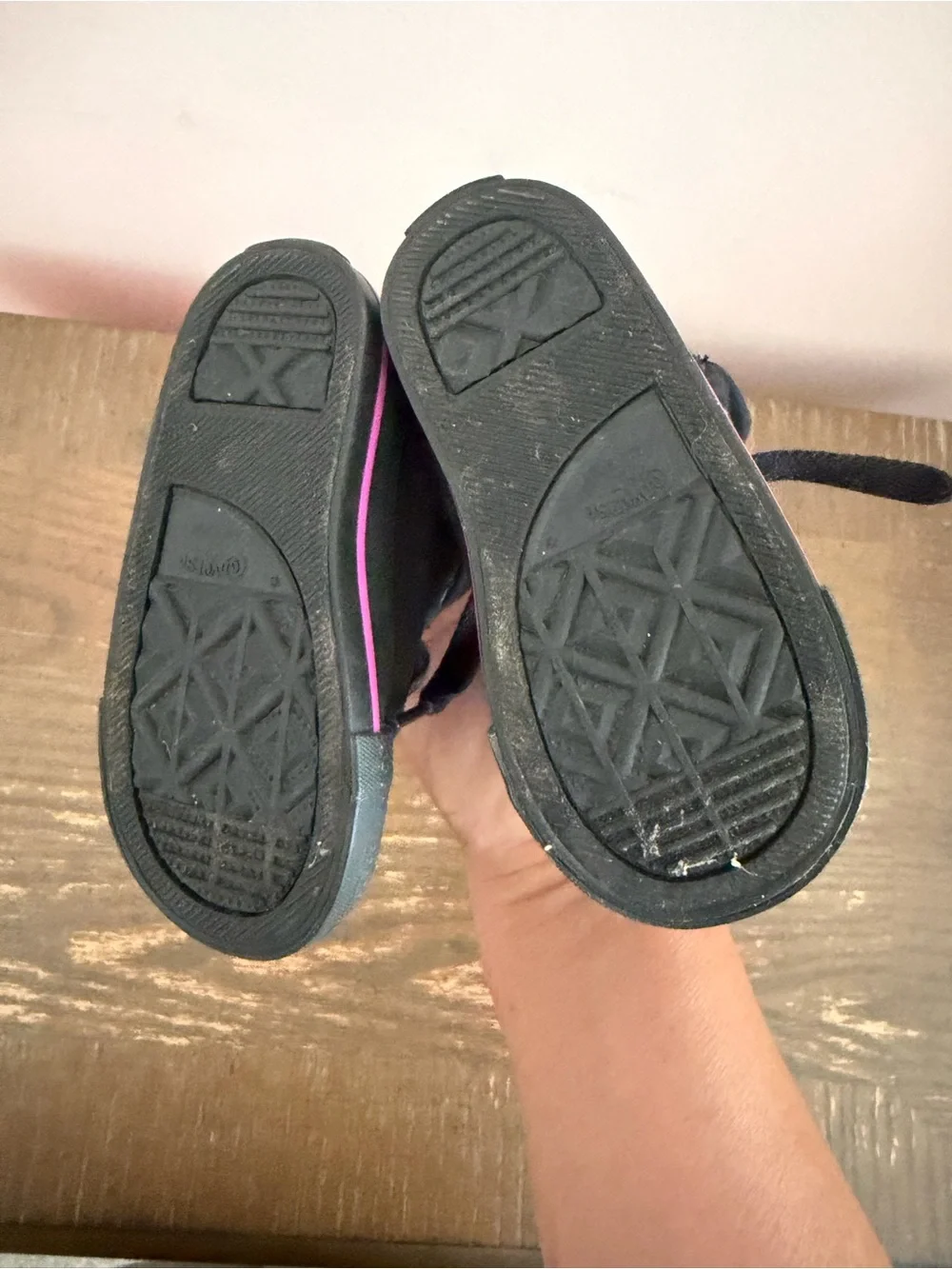 Converse Kids Black High-Top Sneakers with Pink Lining
